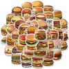 50Pcs Cute Cartoon Burger Stickers – Waterproof Reusable Decals for Luggage, Laptop, Journal