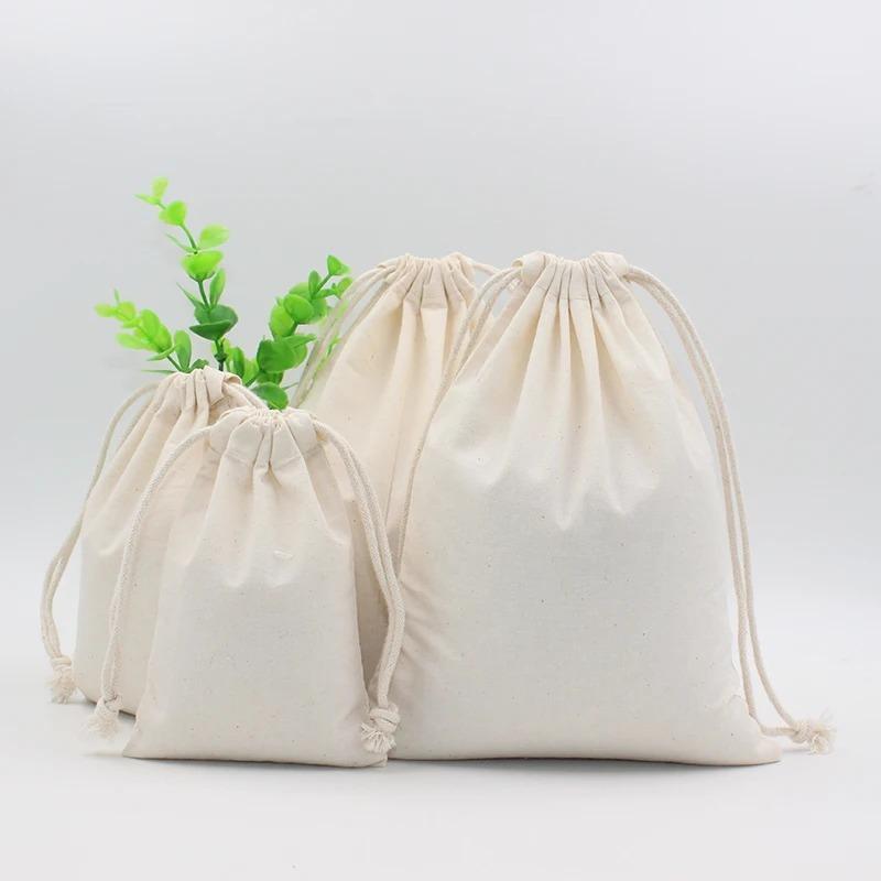 Canvas Drawstring Bag, Versatile Cotton & Linen Storage for Rice, Grains, Outdoor Travel, Shopping & Gifts, Retail Equipment
