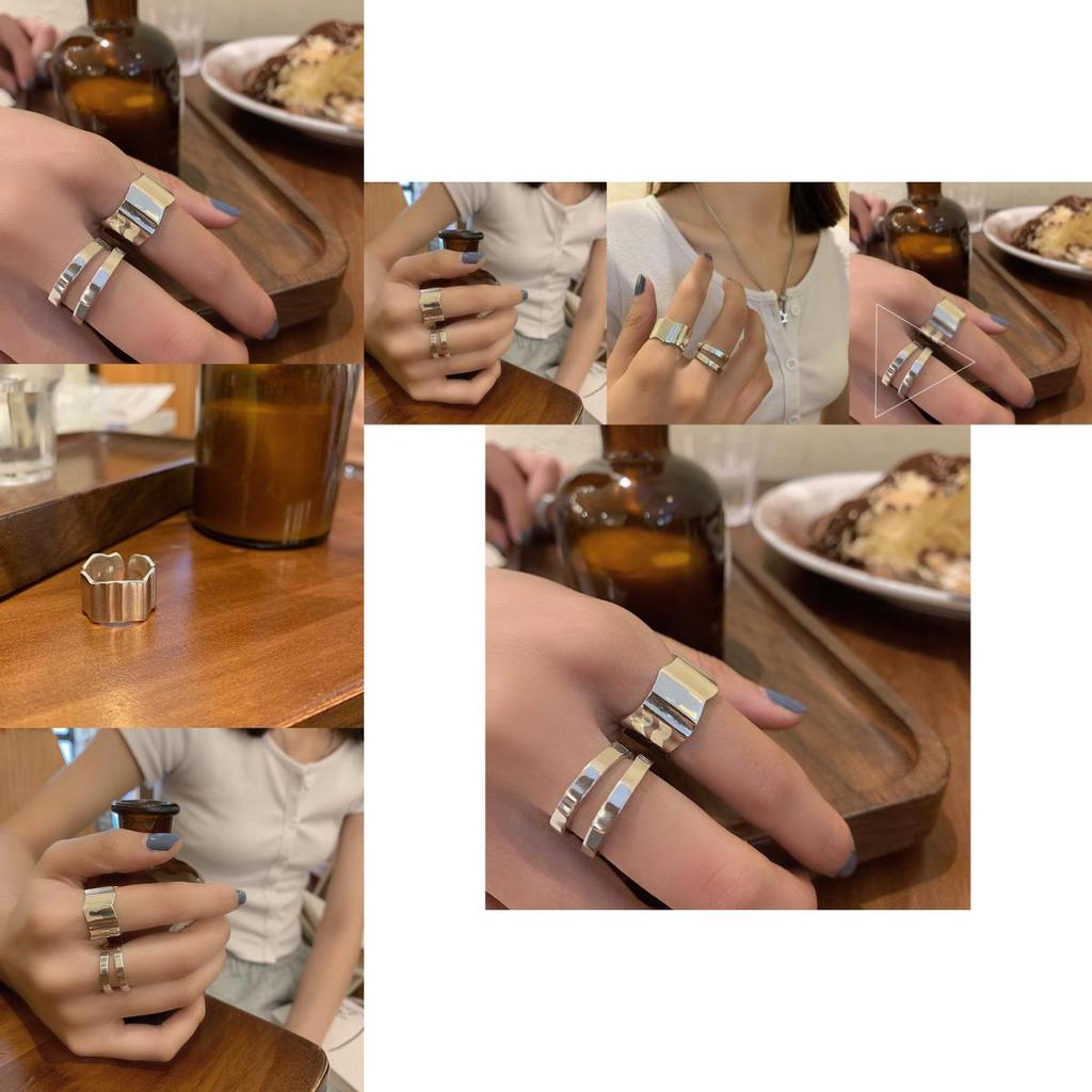 Elegant 925 Sterling Silver Korean Geometric Open Adjustable Ring For Women