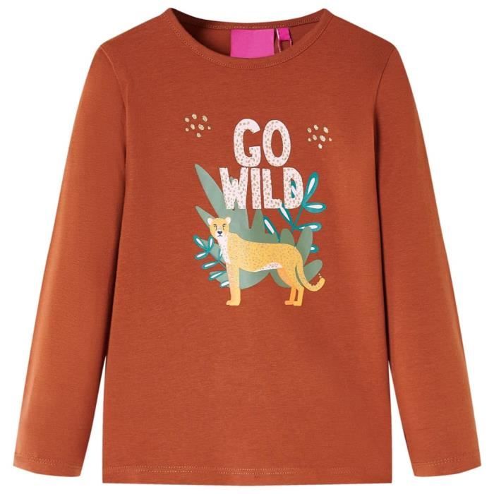 T-shirt enfants manches longues imprimé animal 3 couleurs disponibles 92-104-116-128-140