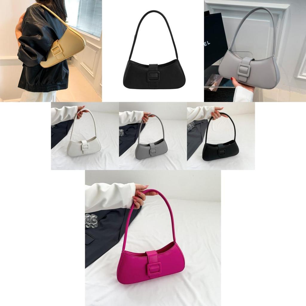 Stylish Minimalist Black And White Pu Baguette Handbag For Daily Use With Unique Features