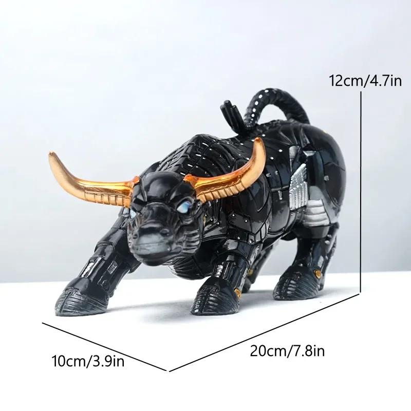 Futuristic Bull Robot Sculpture, Modern Desk Decor Figurine, Stock Market Bull Statue Ornament for Office Home Shelf