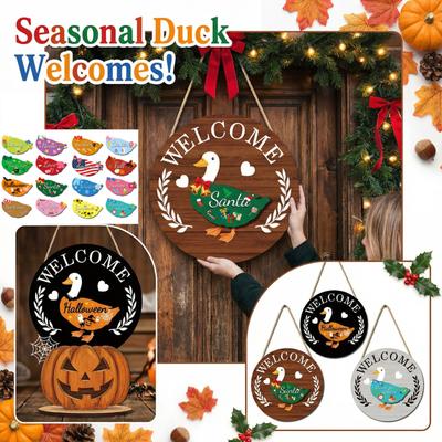 Interchangeable Wooden Ornaments, Holiday And Seasonal Decorations, With Magnetic Parts, Replaceable Welcome Signs, Suitable For The Home.