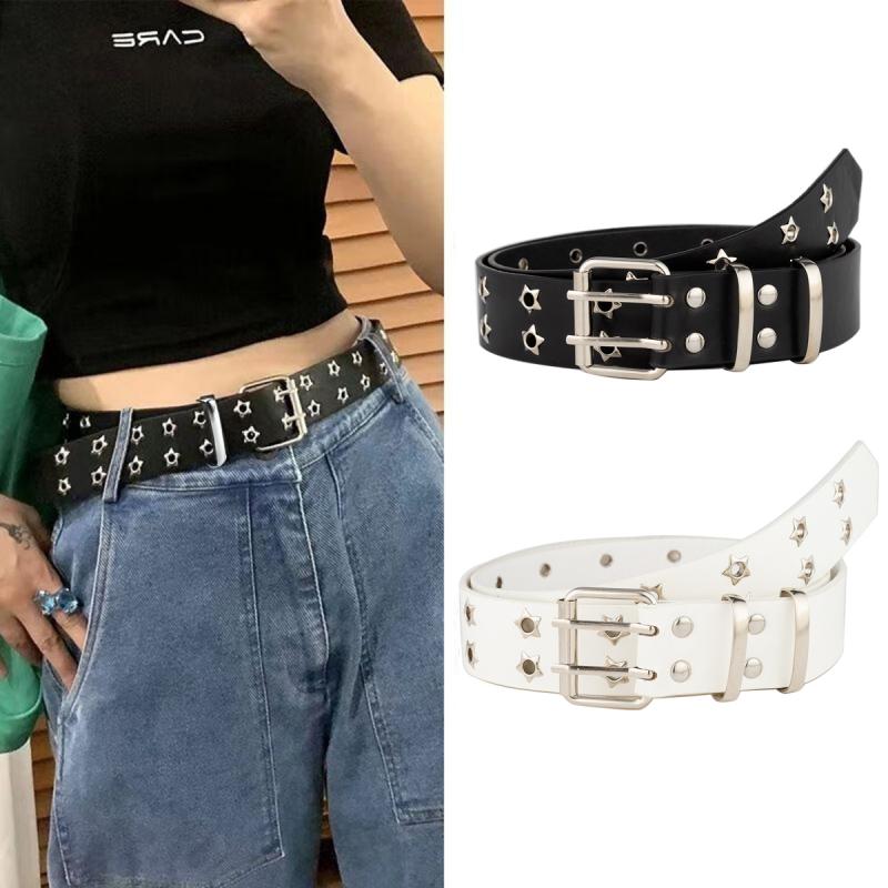 Women'S Belt Fashionable Rivet Belt Personalized Needle Buckle Belt Street Trend Punk Hiphop Style Y2K Belt With Jeans Belt
