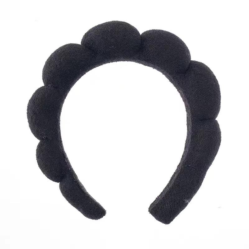 

Пушистая повязка для макияжа для женщин, губчатые толстые повязки для ухода за кожей, йоги, умывания лица, душа, нанесения маски для лица, головной убор, оптовая продажа one size чёрный