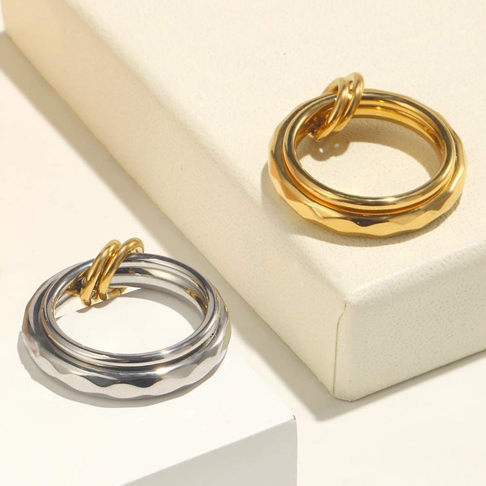 MamacitaSlay 316L Stainless Steel Double Layered Zircon Ring 18K Gold Plated Waterproof Jewelry Women's Charm Ring Unique Gift