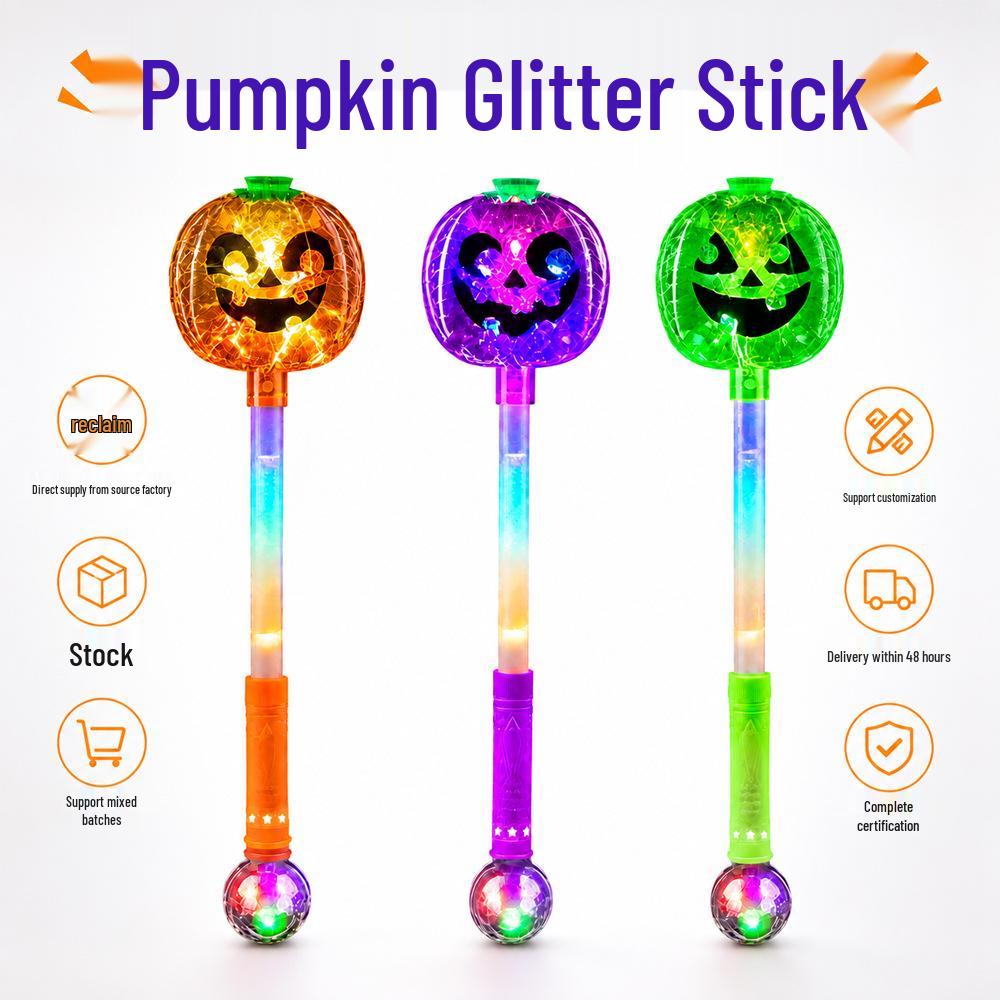 Halloween Pumpkin LED Light Stick - Colorful Handheld Party Prop