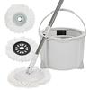 Eyliden Rotating Mop, Floor Mop with Wiper, Rotating Mop, Wringer, Gray Mop Set, 2 Replacement Cloths, Bucket Included, Single Layer, Cleaning, Spinni