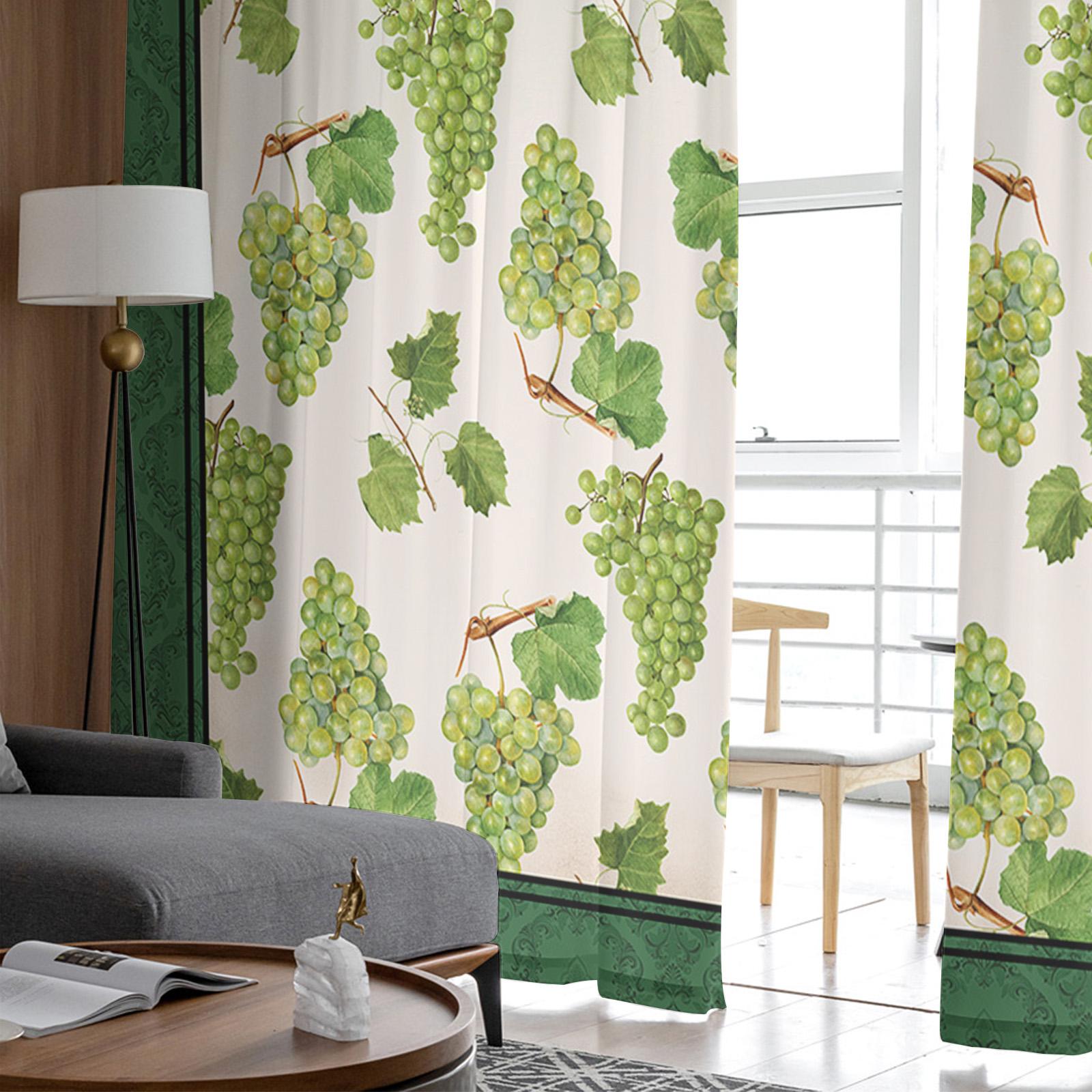 Винтажные текстурированные растения фрукты виноград вуаль прозрачные шторы гостиная окно — фото 4