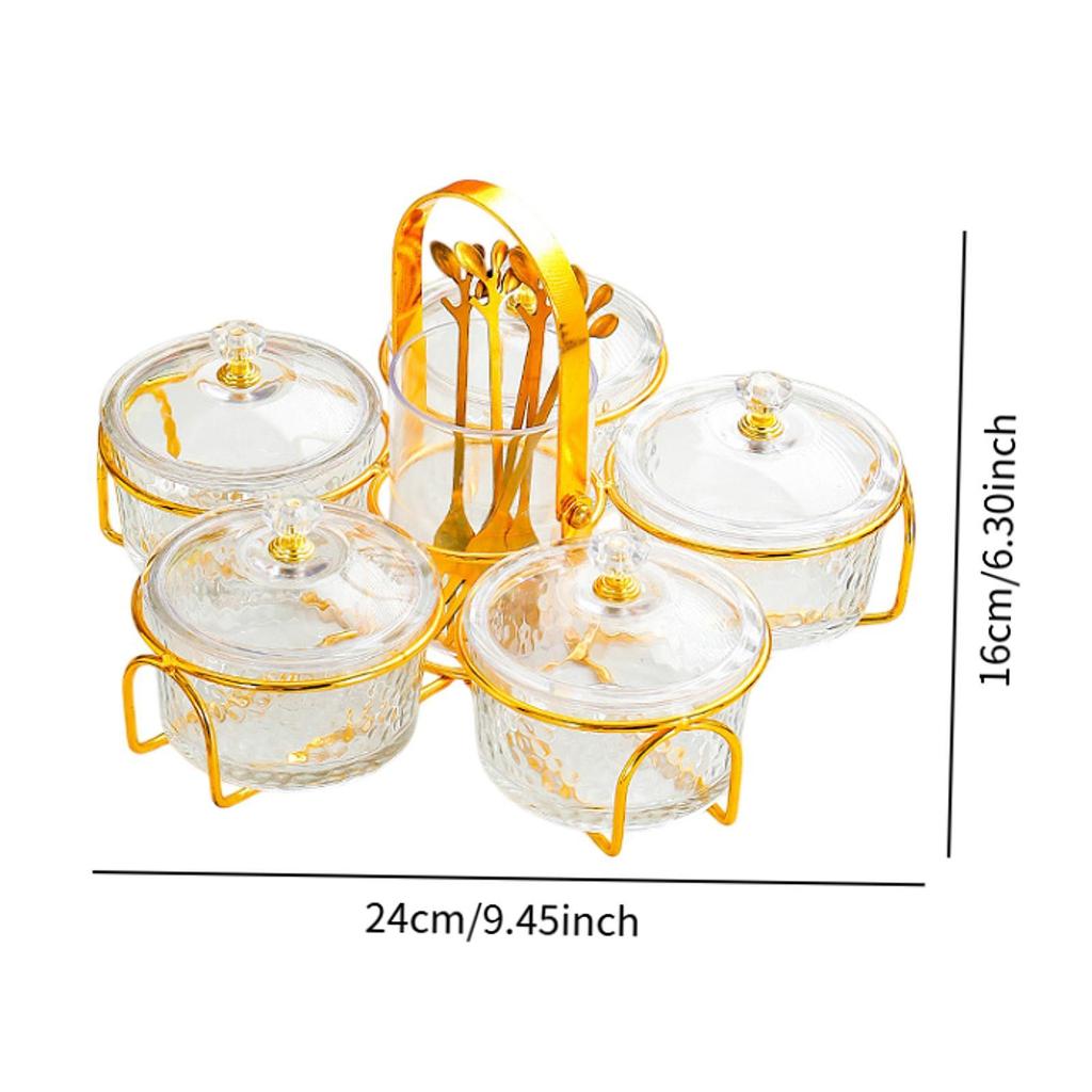 Dried Fruit Plate Luxury with 5 Fruit Forks Food Storage Box Ornament Appetizer Plate for Candy Cookies Cakes Fruit Dining Room