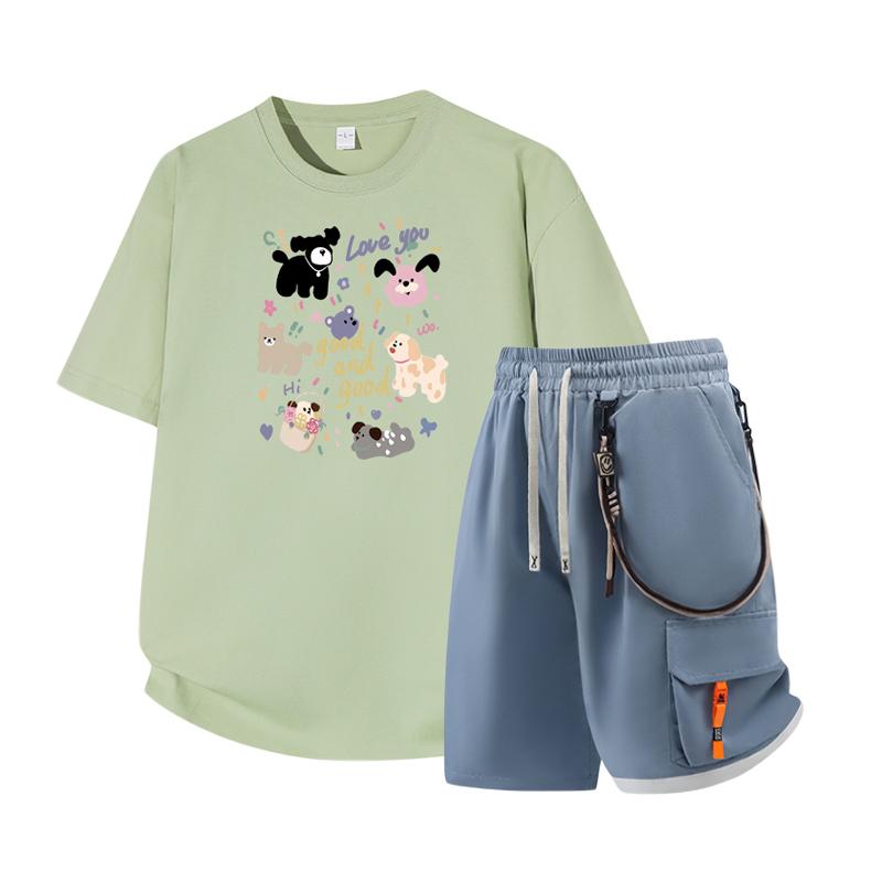 Herren Kurzarm Set Sommer Kurzarm Slim Fit Oberteil Herren Zweiteiliges Set