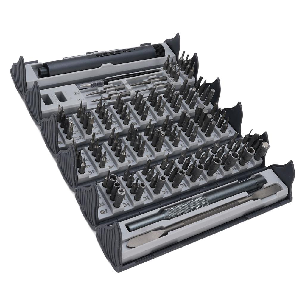 124 in 1 Electric Screwdriver Set Cordless Rechargeable Screwdriver Repair Tool Kit with Storage Box for Electronics Phone Camera Laptop