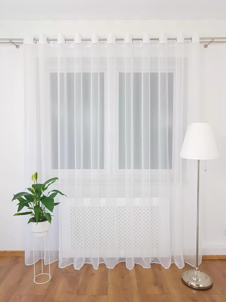 Ready-made white voile curtain 300x250 cm with eyelets - smooth