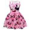 Cute Minnie Mouse Print Girls Sleeveless Dress A-Line Big Pink Bow Flared Skirt Floral Cartoon Kids Princess Sundress for Birthday Party Daily Wear