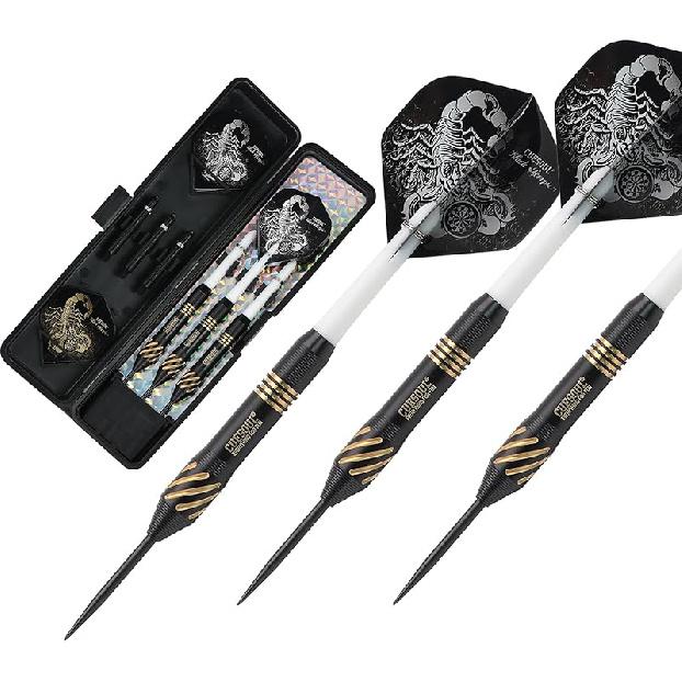 Набор стальных дротиков CUESOUL 20/22/24 грамма с deluxe чехлом из ПУ - Серия Черный Скорпион F2004-20g with Slim Dart