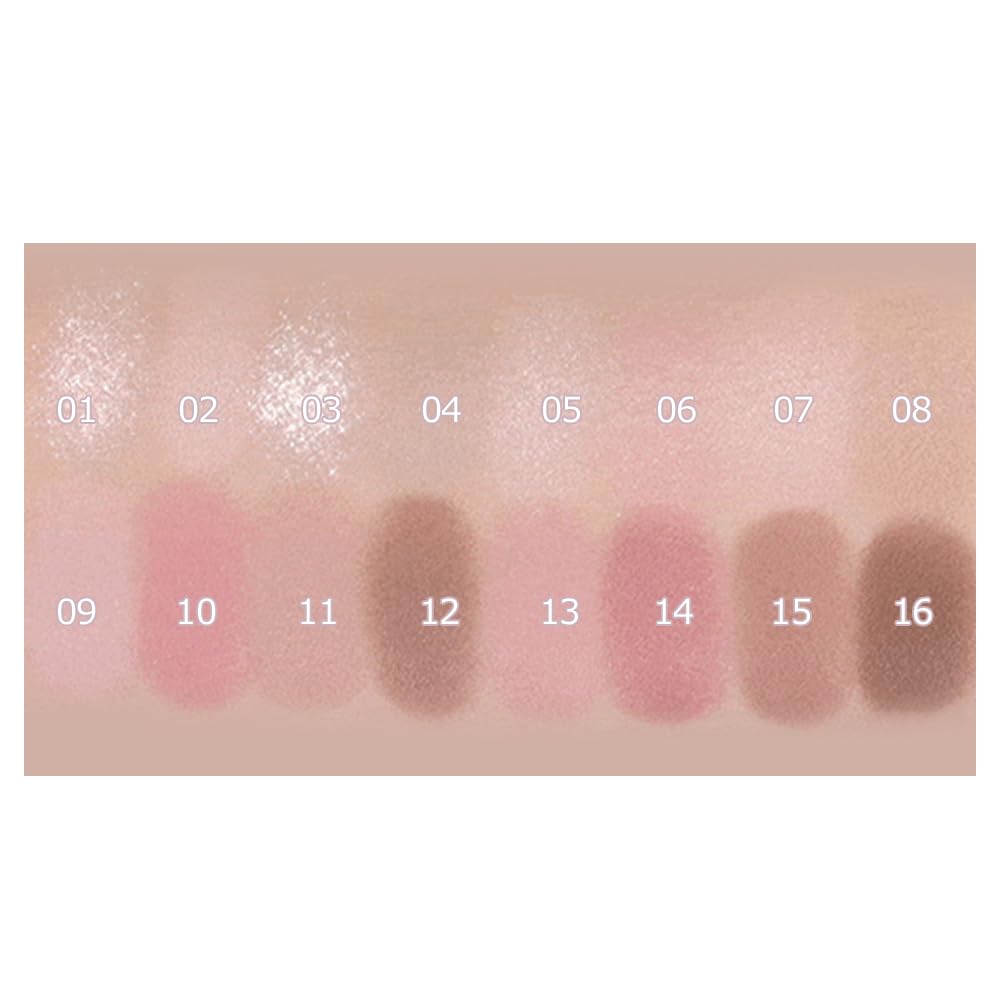 Wakemake Soft Blurring Eye Palette Lazy Pink 16 Korean Natural 10, Blurring, Colors, Matte, Glitter, Cosmetics, Eyeshadow, Color, Beginner-Friendly