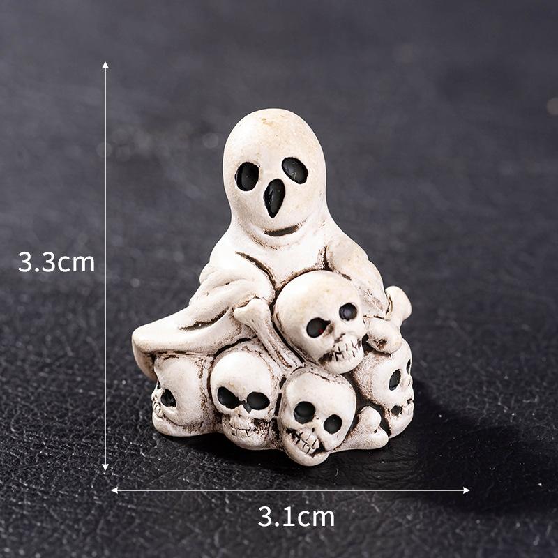 Halloween Decoration Accessories Miniature Figurines Mummy Skull Rabbit Magic House Ghost Pumpkin Desktop Scene Decor Set 8Pcs
