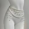 Adjustable Fit Multilayer Pearl Waist Chain 1Pc Retro Y2K Designer Women's Belt for All Body Types Daily Wear