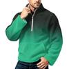 Men's Flannel Zip-Up Sweatshirt with Two-Tone Gradient Print, Stand Collar, Plus Size, Casual Fall Winter Fashion