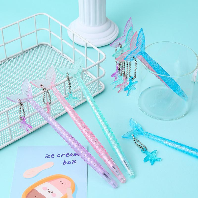 Back To School Season 2pcs 0.5mm Creative Cartoon Mermaid Styling Neutral Pen High Appearance Small Fresh Sign Pen Gift Pen Stationery