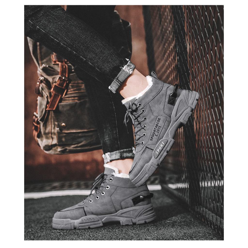 Kış İş Ayakkabıları Erkek Yüksek Bilekli Kar Botları Çok Yönlü Günlük Peluş Sıcak Pamuklu Ayakkabılar İş Ayakkabıları