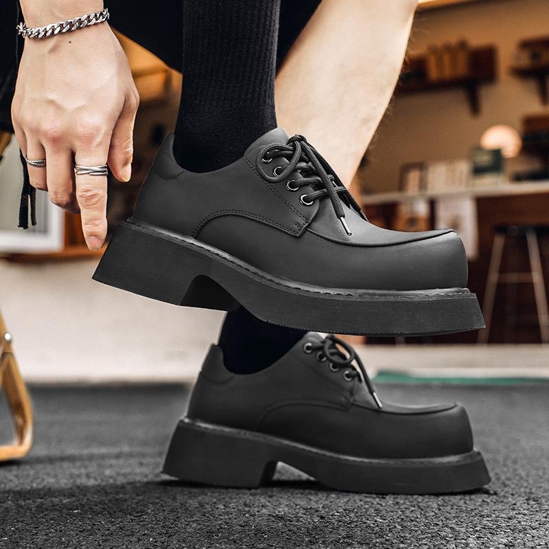 3228 Carbon Black Derby Shoes Men's Advanced Sense Function Wind Platform Versatile Casual Business Commuter Leather Shoes Trend Versatile