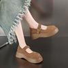 Fashion Women's Thick Sole Single Shoes Spring New Round Head Shallow Mouth Suede Metal Buckle Anti-slip Wear-resistant Low-top Shoes