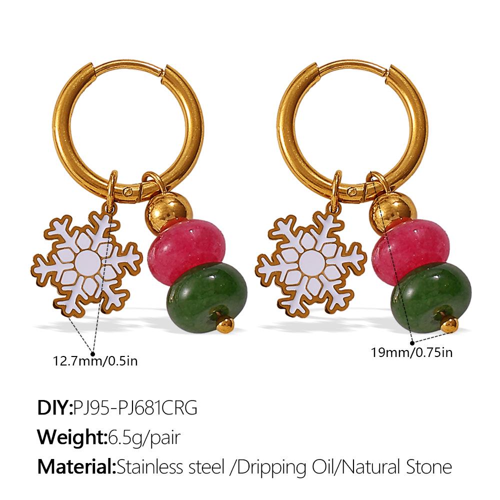 Stainless Steel Cartoon Christmas Tree & Elk Ear Cuff Earrings