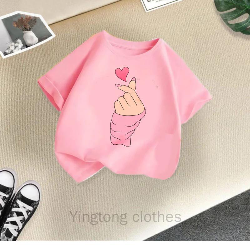 Children's Short-sleeved Summer Fashion Girls' T-shirt Bottoming Shirt New Half-sleeved Baby Round Neck Top Cotton