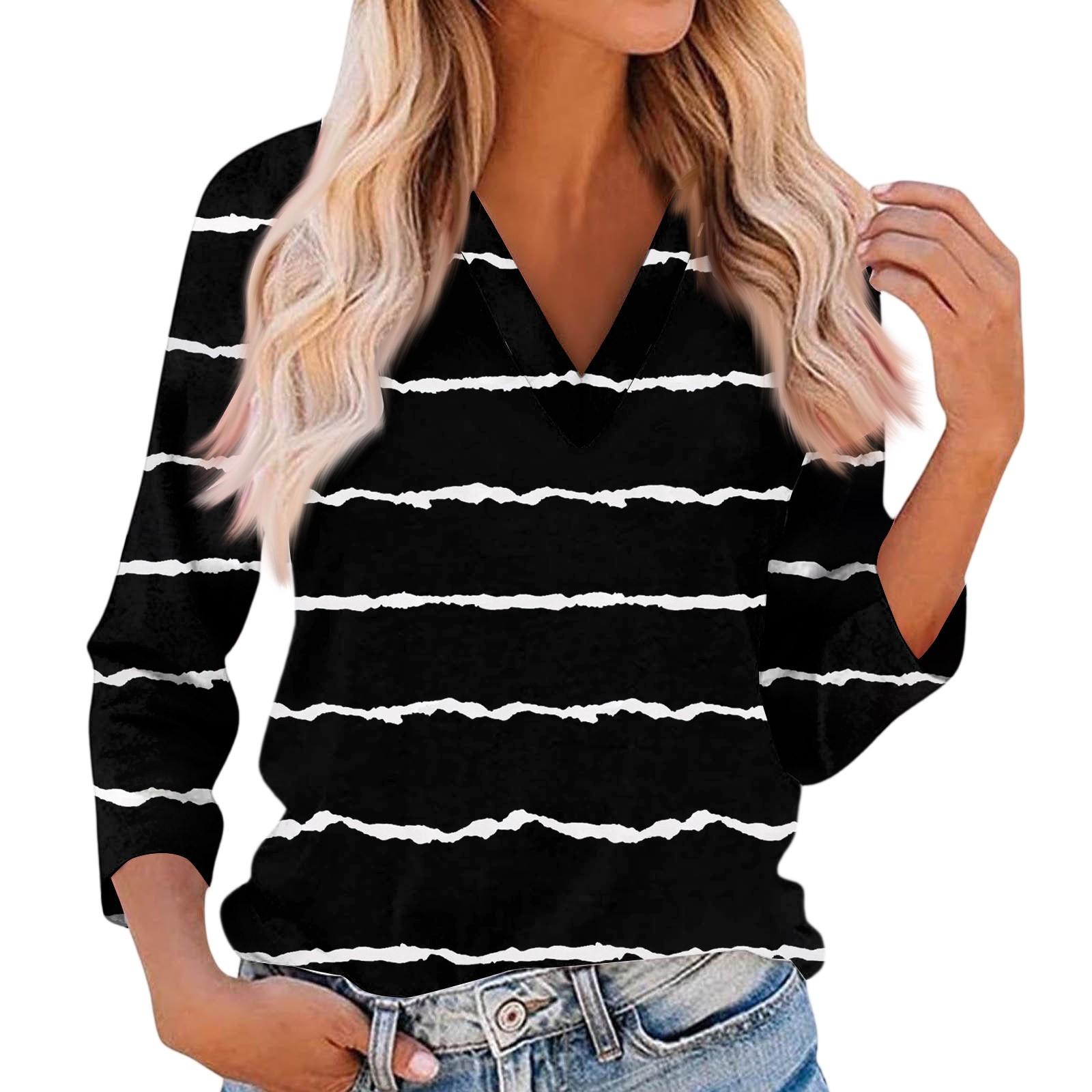 

Женский повседневный и модный топ с V-образным вырезом и рукавами три четверти с цветочным принтом XXL чёрный