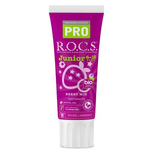 ROCS. Rox PRO Junior (6-12 let) Příchuť Berry Mix [Bohatá na minerály] Zubní pasta pro děti proti zubnímu kazu, 74 g