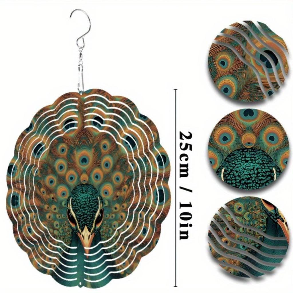 360 Degree Rotating Metal Wind Chime for Garden Decor Perfect Gift for Friends Spring Summer Fall Winter Home Decoration 25.4cm