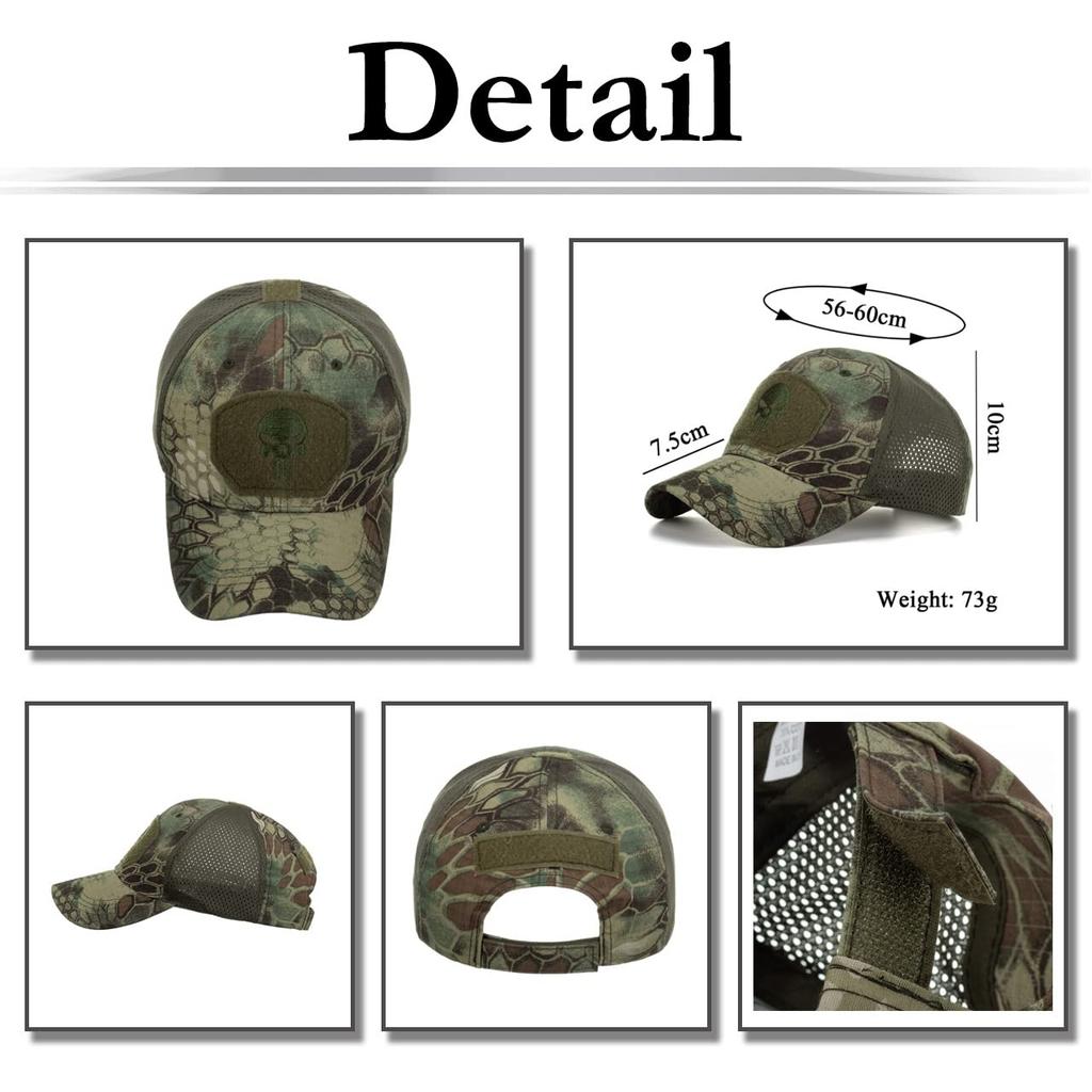 Mesh Cap Python Pattern Skull Hat Running Outdoor Women Men CA684 Pattern [White Fang] (Python Black)
