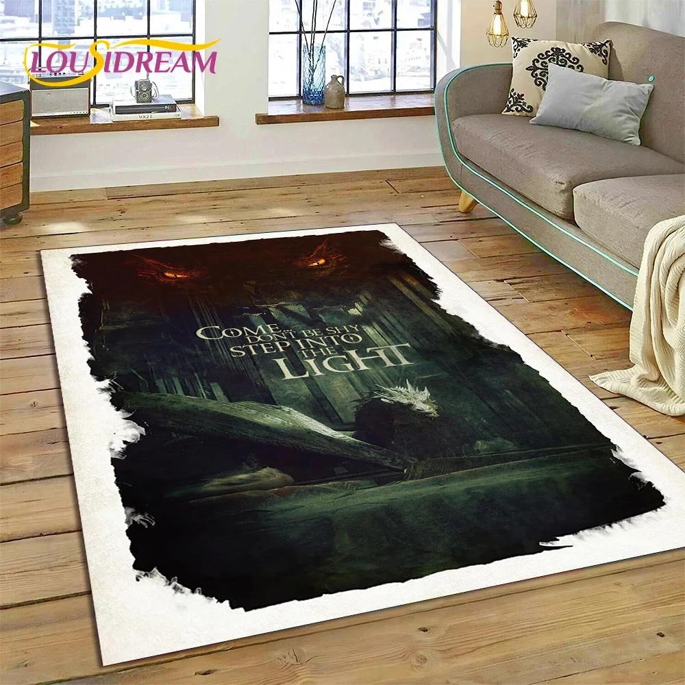 3D L-Lord of The Rings H-Hobbit Movie HD Rug Carpet for Living Room Bedroom Home Decor,Non-slip Decoration for Sofa Doormat Gift