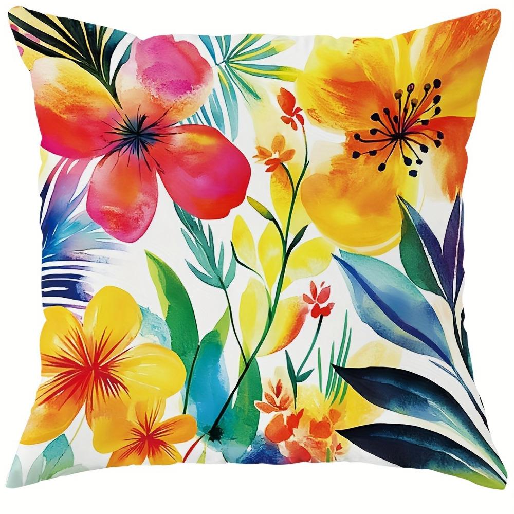 

Акварельные многоцветные цветочные наволочки - Художественные акценты для домаПодушка для дивана в гостиной, украшение для спальни 16x16Inch