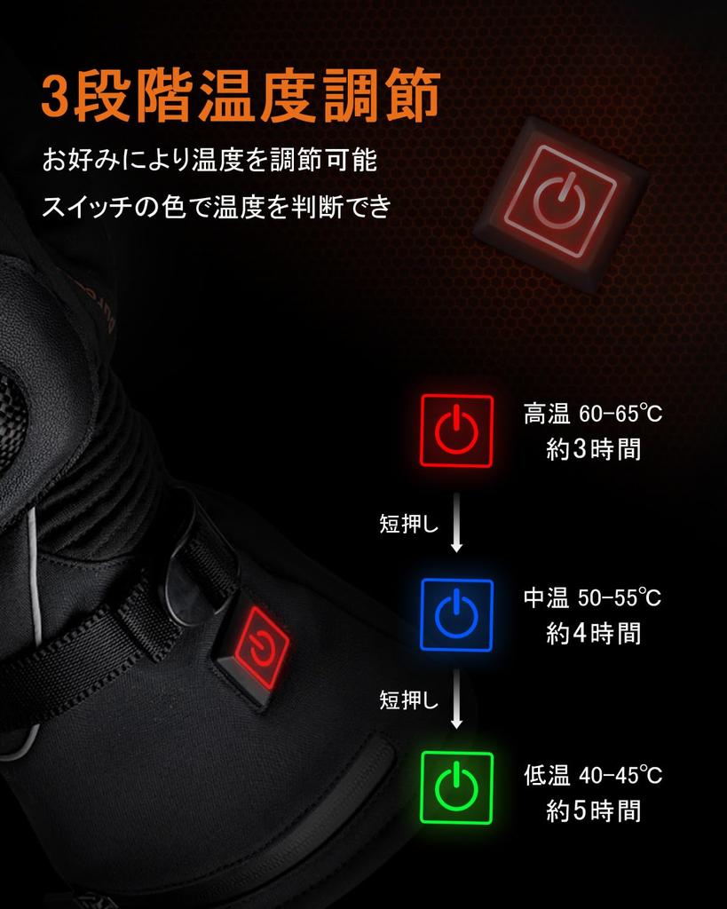 Heated Motorcycle Gloves with 2 Heated 1 Power 2 Power Supply Touch Smartphone 3 Temperature Fleece for Mountain and Outdoor Winter Protection Gloves,