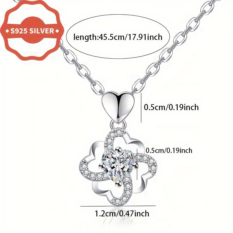 925Pure Silver Minimalist Four-leaf Clover Heart-shaped Pendant Necklace, Elegant and Versatile Silver Women's Accessory, Mother's Day Anniversary