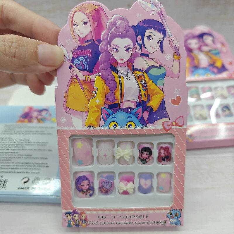 K-Pop Demon Hunter Anime Press-On Nails DIY Plastic Manicure Set for Kids Girls Perfect Festival Gift
