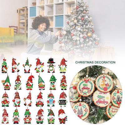 Personalization Wooden Christmas Decoration Santa Claus Colorful Christmas Scene Arrangement Crafting DIY Kraft Tags Party