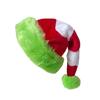 Pompoms Christmas Santa Hats for Children Adult Family Gathering Stripe Plush Santa Hats Festival Props Holiday Headpiece
