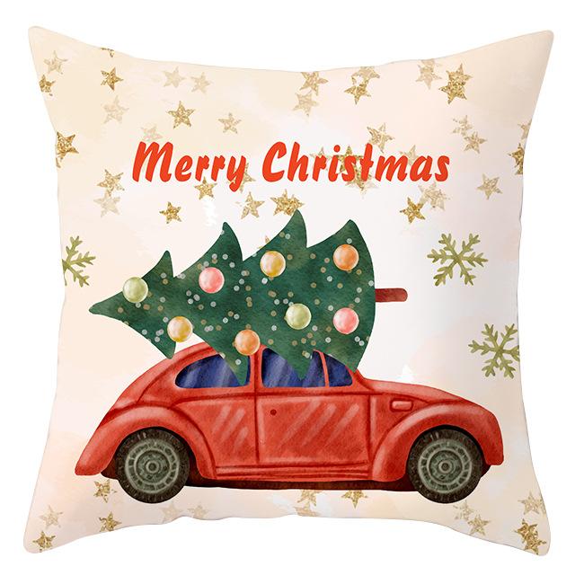 Cross-border Wholesale Christmas Pillow Covers Printed Holiday Sofa Car Pillow Waist Back Cushion Cover