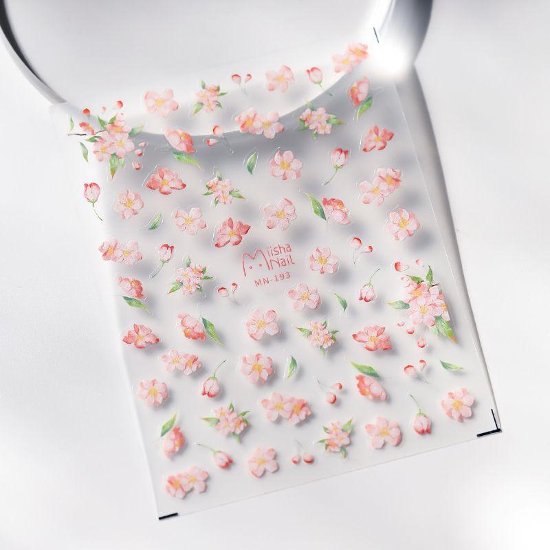 

Spring Gentle Peach Blossom Flower Three-Dimensional Relief Nail Sticker Waterproof Nail Sticker Ornament Mn193 194 MN193