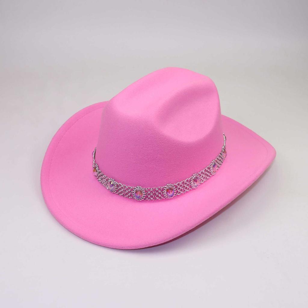 European and American Men's and Women's Western Cowboy Top Hats, Colored Diamonds, Gems, Hollow Felt Hats, Stage Performances, Festival Jazz Hats