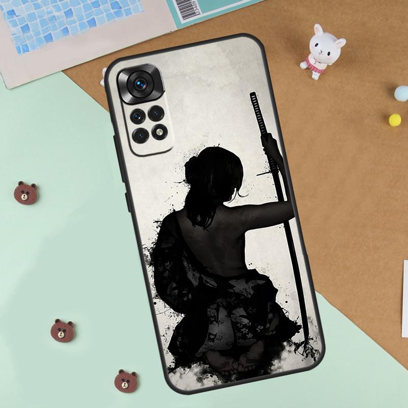 Anime Girl Samurai Case For Xiaomi Redmi 14C 10C 12C 13C Cover For Redmi Note 13 Pro 14 9 10 11 12 10S 11S 12S