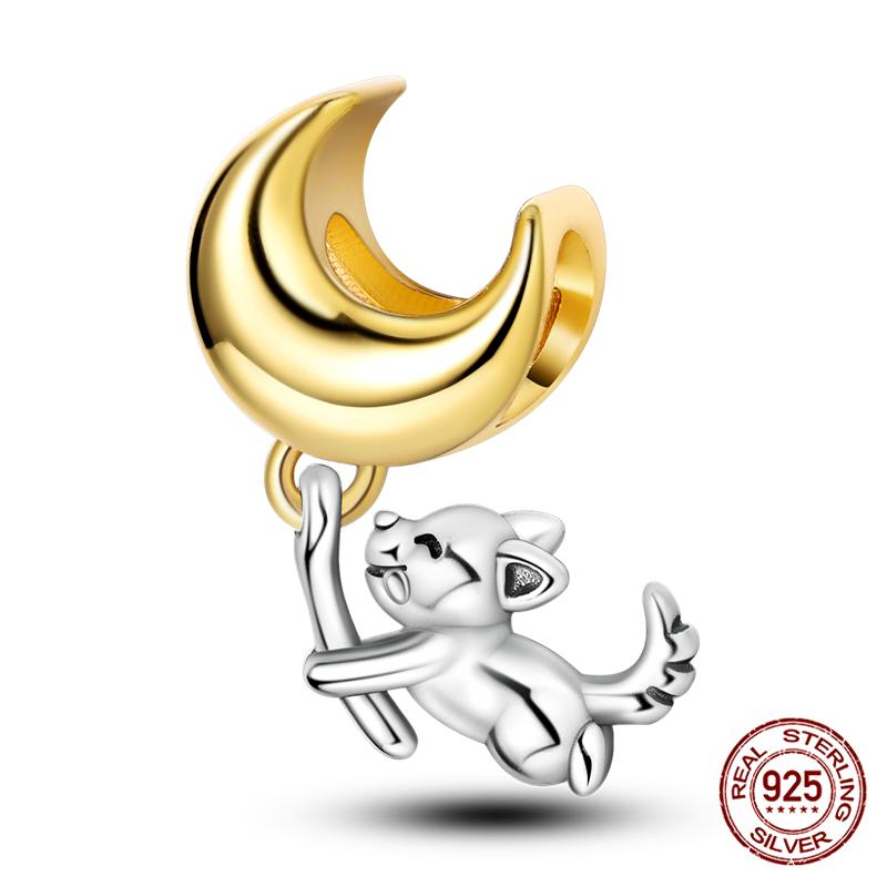 Fit Charms Fororiginal Bracelets And 3Mm Bracelets Cat Pendant Under The Mooncopper Jewelry Making For Women Gift