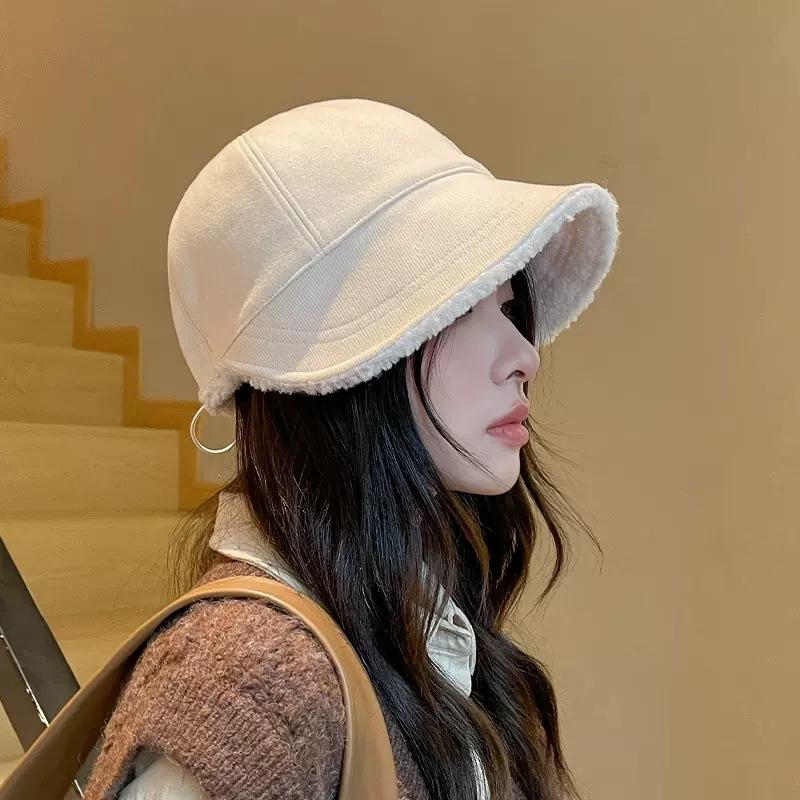 

Women s Autumn and Winter New Casual and Versatile Soft Brim Showing Off Their Faces Small Warm Plush Star Ant Hat adjustable