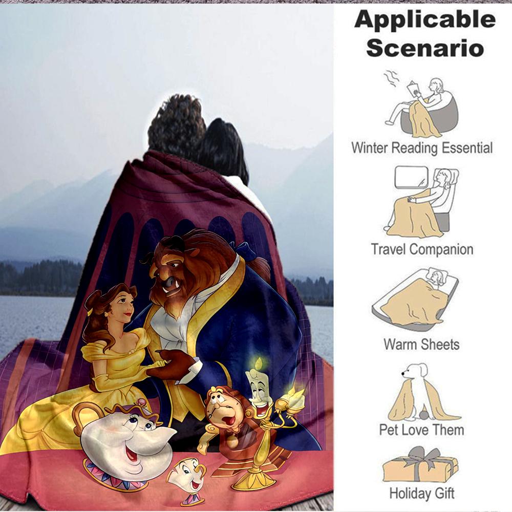 1Pc Beauty Beast Blanket Soft And Comfortable Casual Warm Camping Travel Christmas Halloween Xmas Gift M924289