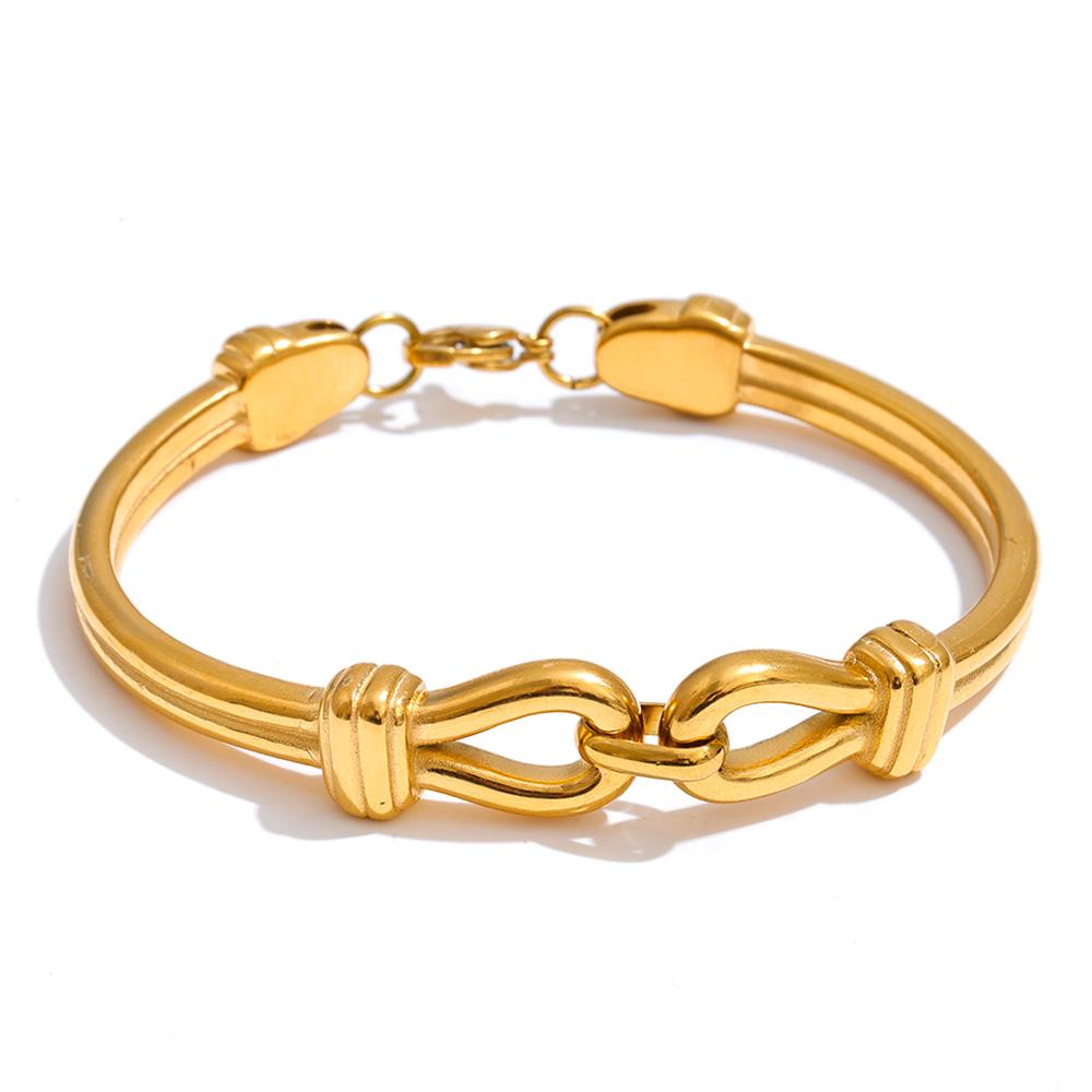 

Eetit Изящный Браслет-Браслет из Нержавеющей Стали с Металлической Текстурой Узел Водонепроницаемый Покрытие PVD 18K Золотом Высококачественное Ювелирное Изделие Подарок золотой