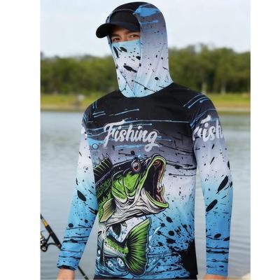 Mask Hoodie Hooded Fishing Clothes UV Protection Performance Jersey  Water Sports