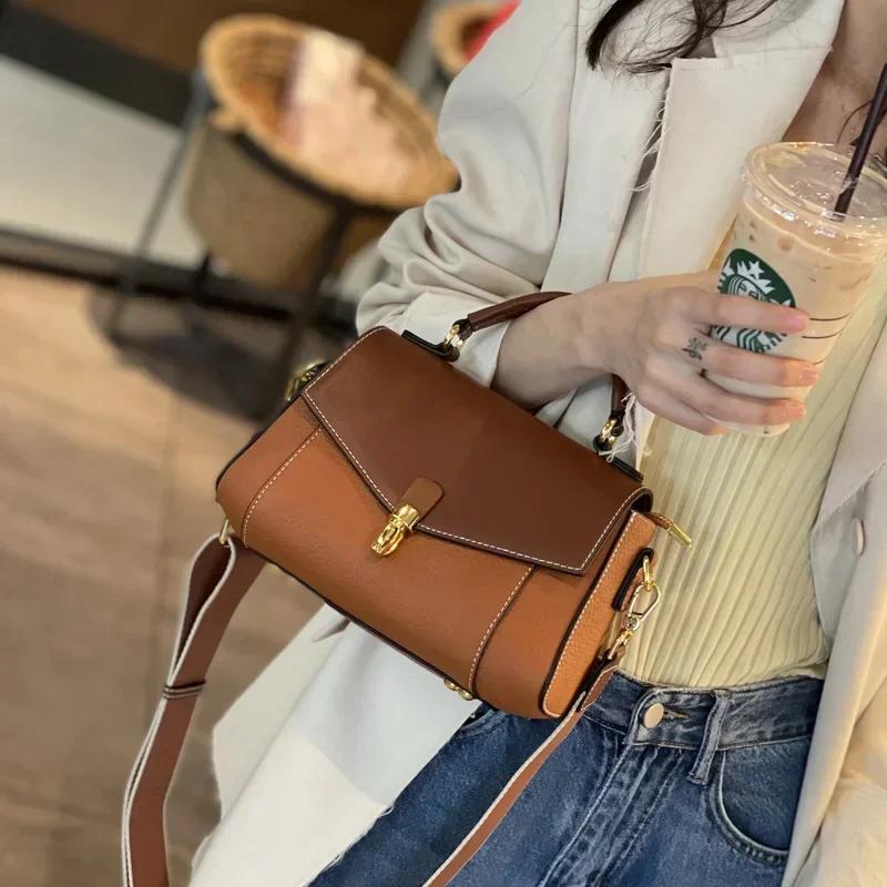 Women's Natural Cow Leather Shoulder Bags Female High Quality Messenger Crossbody Bag Ladies Fashi First Layer Cowhide Handbag